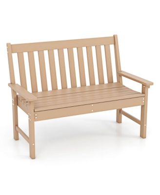 Garden Bench All-Weather HDPE 2-Person Outdoor Bench for Front Porch Backyard