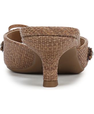 Women's Ollie Fleur Flower Kitten Heel Slide Dress Sandals