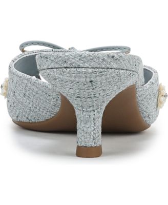 Women's Ollie Fleur Flower Kitten Heel Slide Dress Sandals