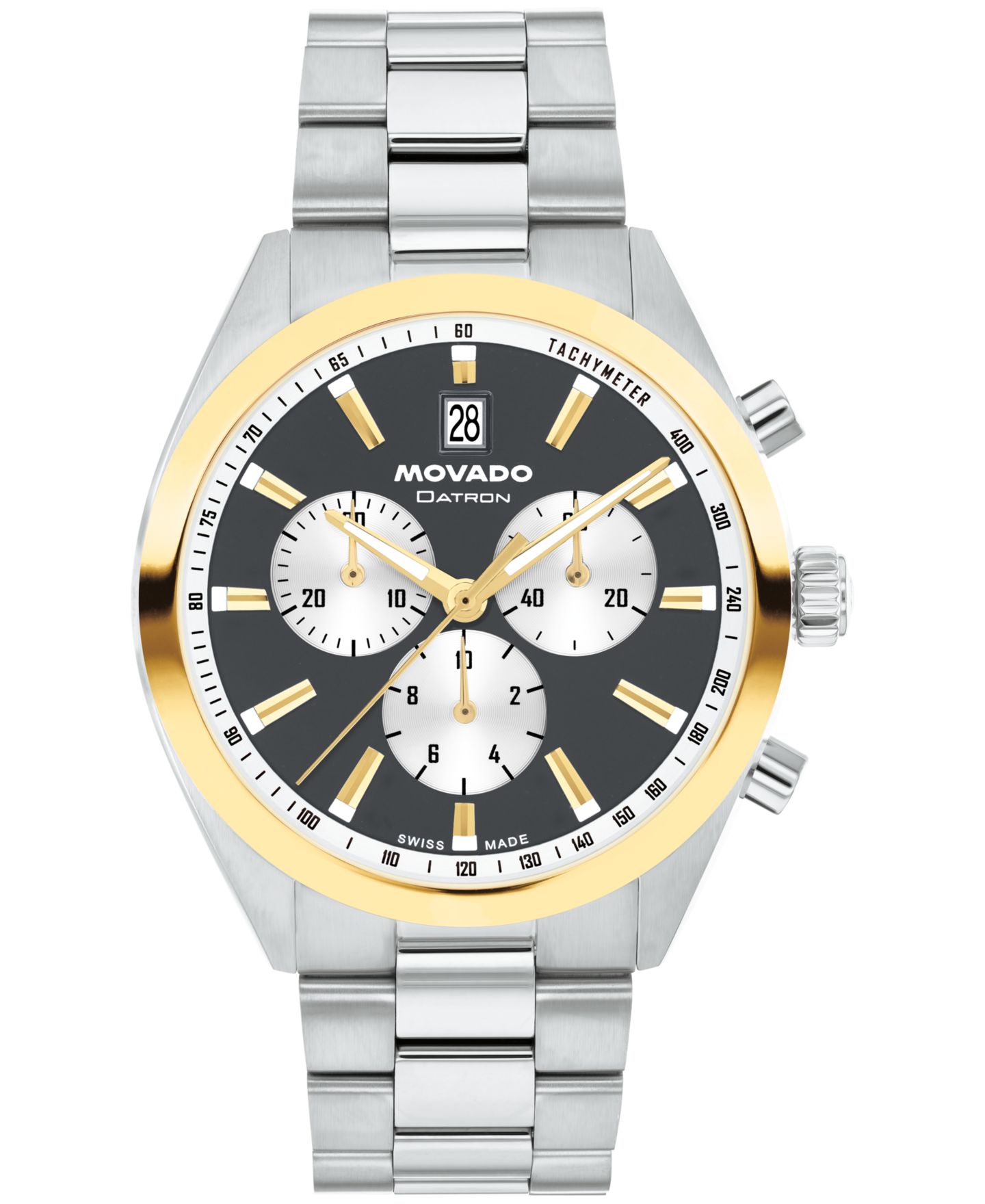 Мужские часы Movado Datron, швейцарский кварцевый хронограф, нержавеющая сталь, 41 мм — фото 1