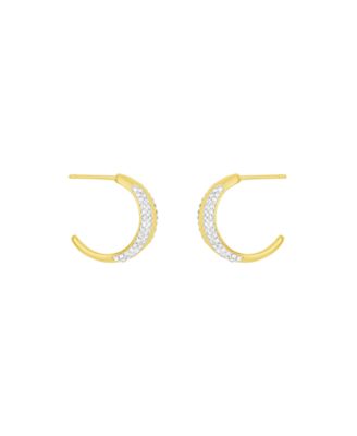 Clear Crystal Push Back C-Hoop Earrings