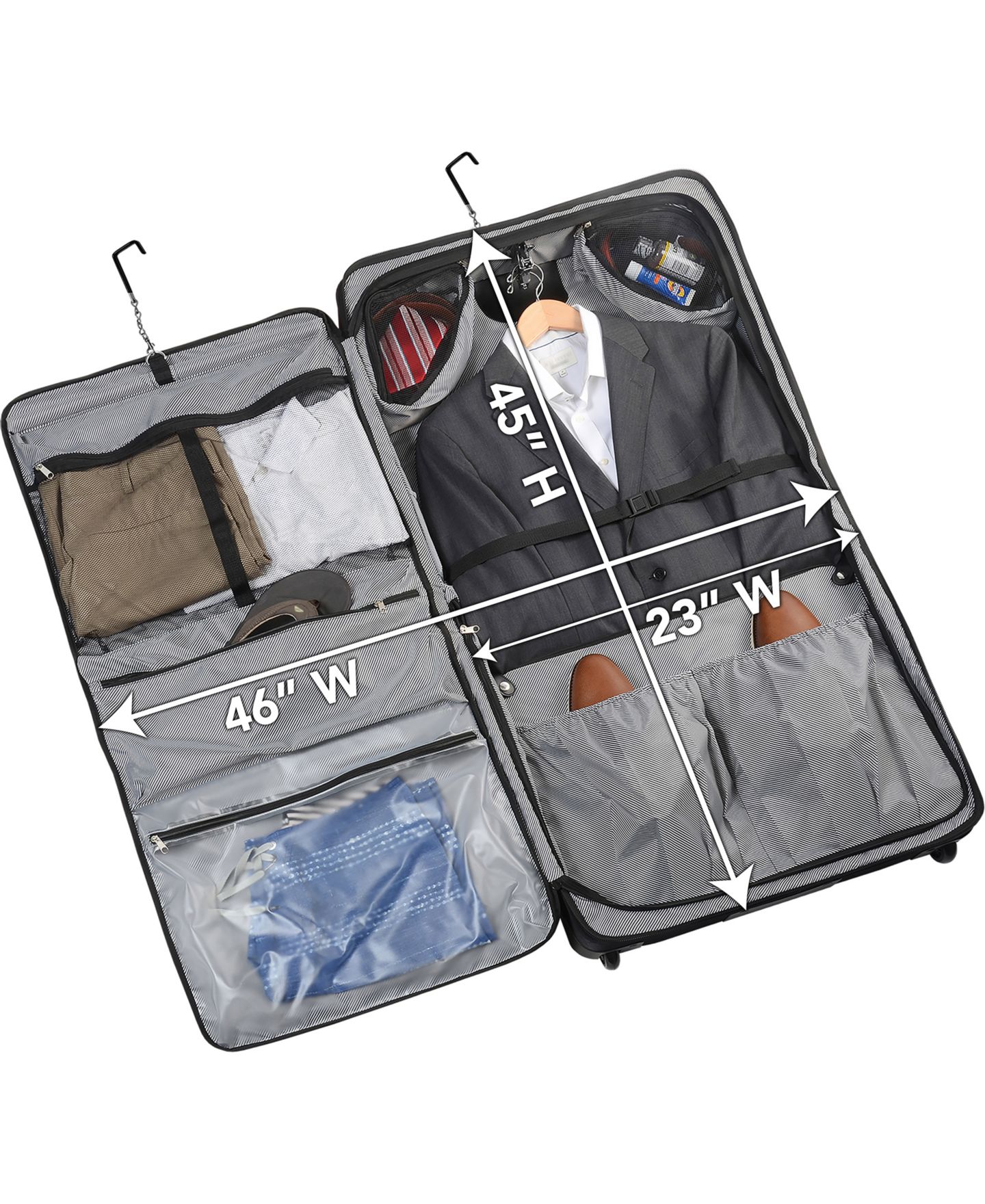 Сумка WallyBags 45" Premium Rolling Garment Bag with Multiple Pockets, цвет: Чёрный — фото 5