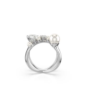 Crystal Cultivated Pearl Round Cut Statement Ring