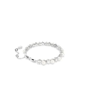 Crystal Cultivated Pearl Round Cut Tennis Bracelet