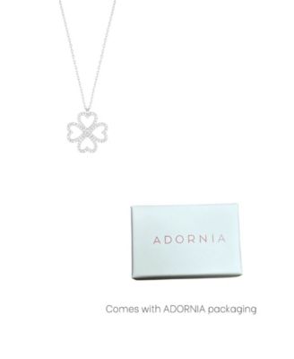 Adjustable Cubic Zirconia Heart-Shaped Pave Clover Necklace