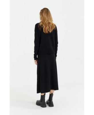 Women's Wool Cashmere Blend V Neck Collared Sweater