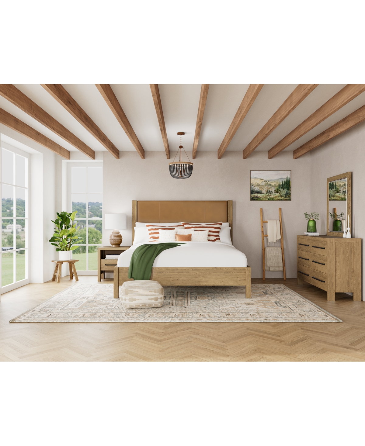 Macy's Davie 3-pc. King Set (leather Bed, Dresser & 1-drawer Nightstand), Created For  In Brown