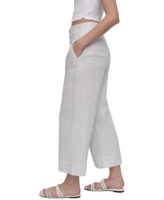 Women's Cropped Wide-Leg Linen Pants