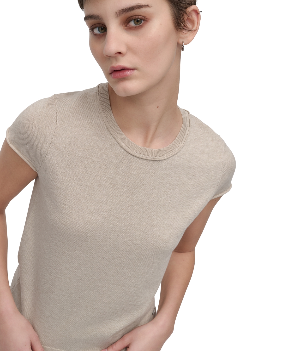 DKNY JEANS WOMEN'S CAP-SLEEVE CREWNECK TEE 