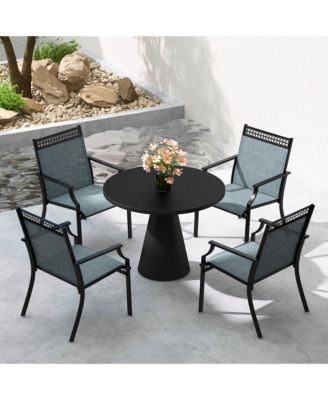 Patio Dining Chairs Set of 4 All Weather Outdoor Chairs w/ High Back & Armrests
