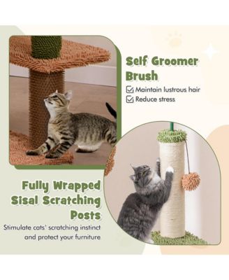 60'' Cat Tree for Indoor Cats Cute Cat Tower w/ Sisal Scratching Posts & Rope