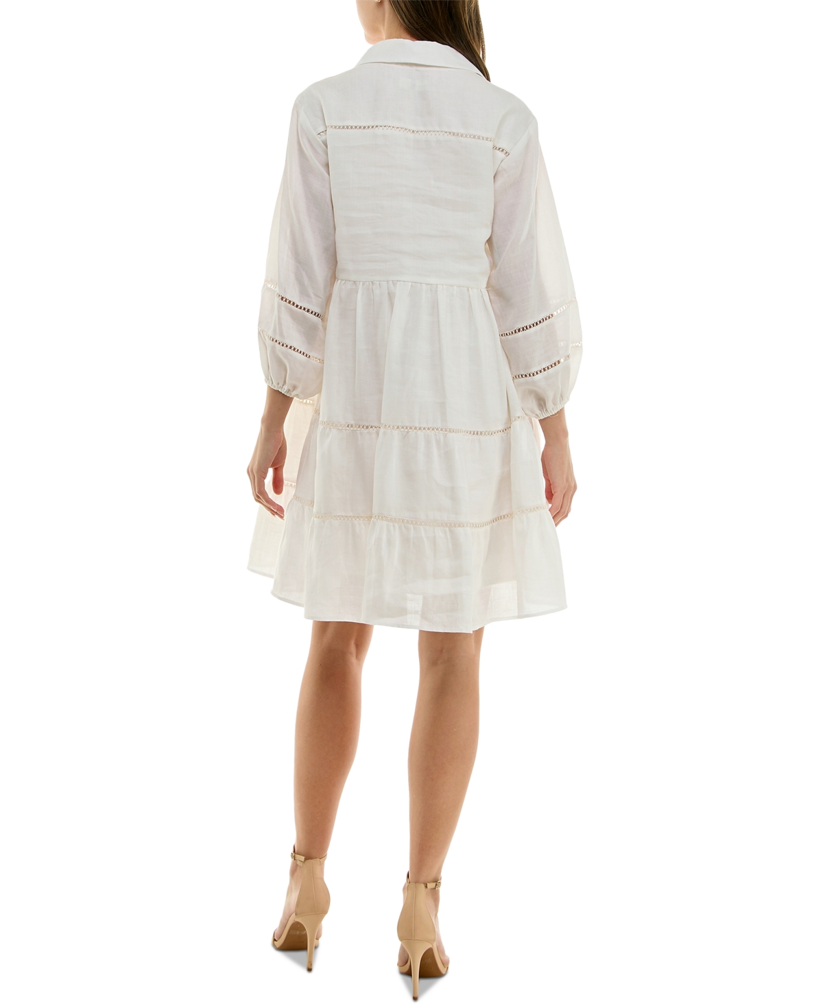 Taylor Petite Linen-blend Shirtdress In Ivory