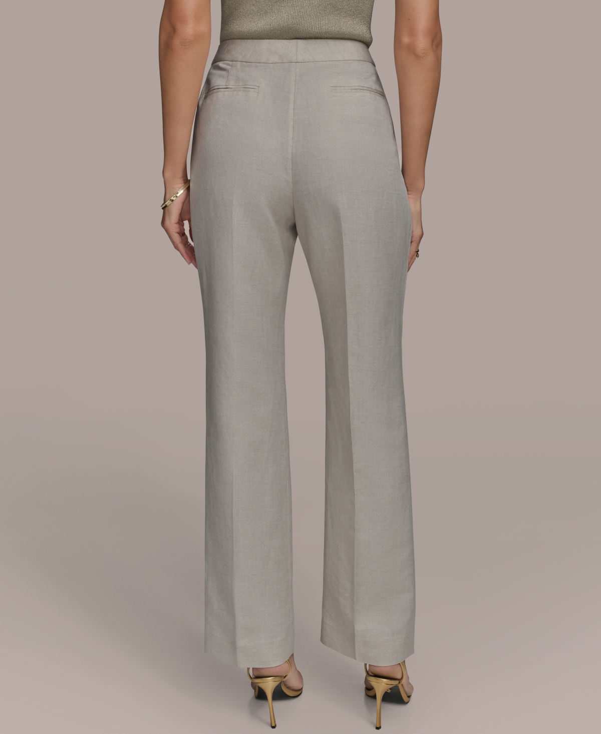 Donna Karan Women's Linen-blend Straight-leg Pants In Flax