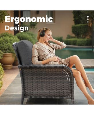 4 Pieces Patio Fruniture Set,Outdoor Wicker Sofa with Outdoor Wicker Sofa with Chairs,Coffee Table,High Back Loveseat with Thickened Cushion