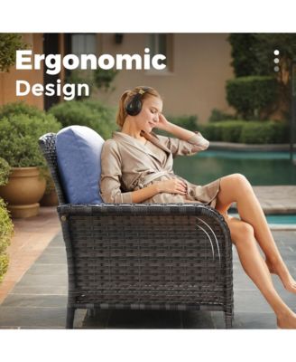 4 Pieces Patio Fruniture Set,Outdoor Wicker Sofa with Outdoor Wicker Sofa with Chairs,Coffee Table,High Back Loveseat with Thickened Cushion