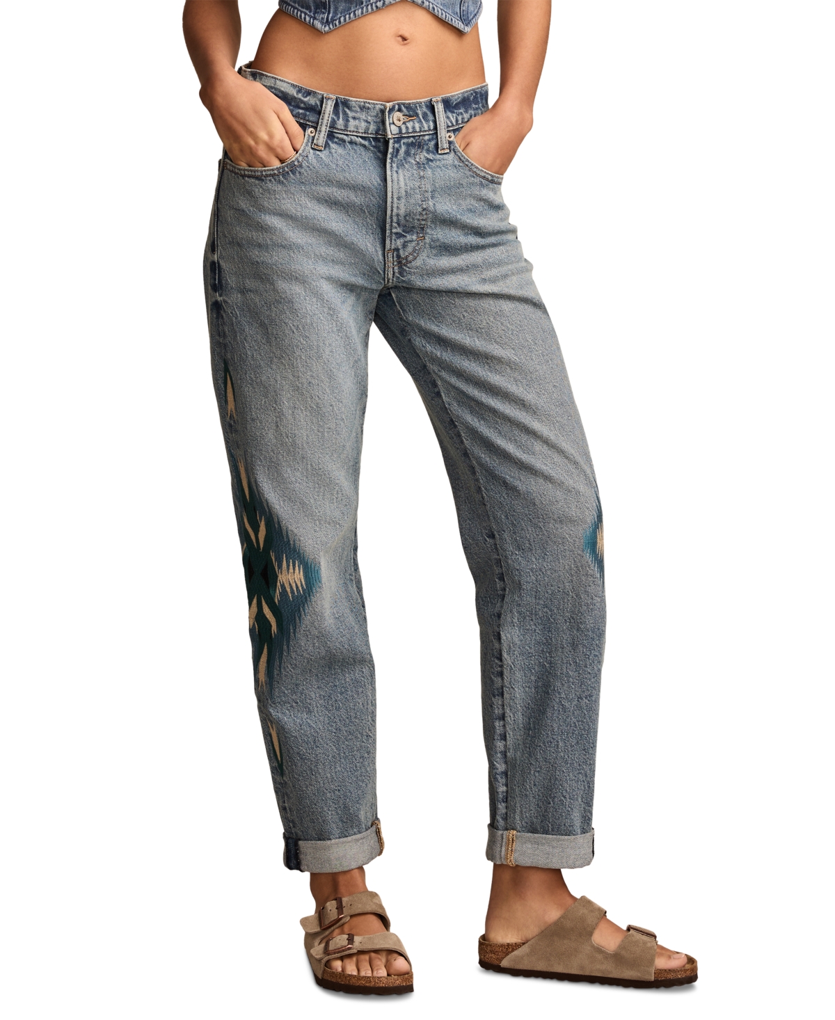 LUCKY BRAND WOMEN'S GOLD RUSH LEGEND MID-RISE BOY JEANS 