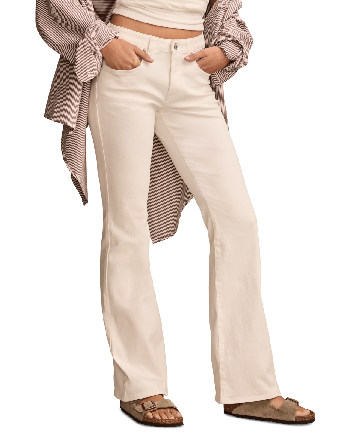 Shop Lucky Brand Women's High-rise Curvy Flare Jeans In Bright White