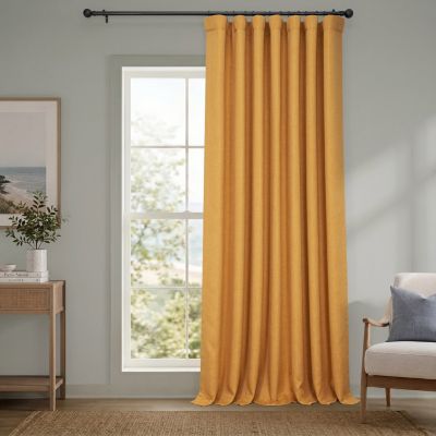 Extra Wide Faux Linen Room Darkening Curtains for Bedroom and Living Room Curtains (1 Panel)