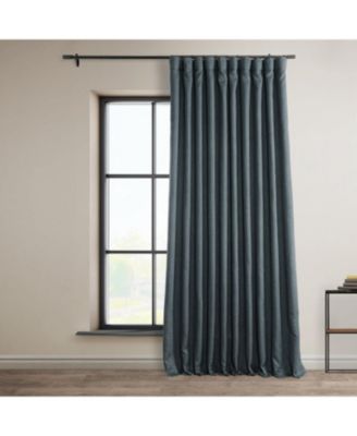 Half Price Drapes Reverie Blue Extra Wide Textured Faux Linen Room Darkening Curtain In Blue