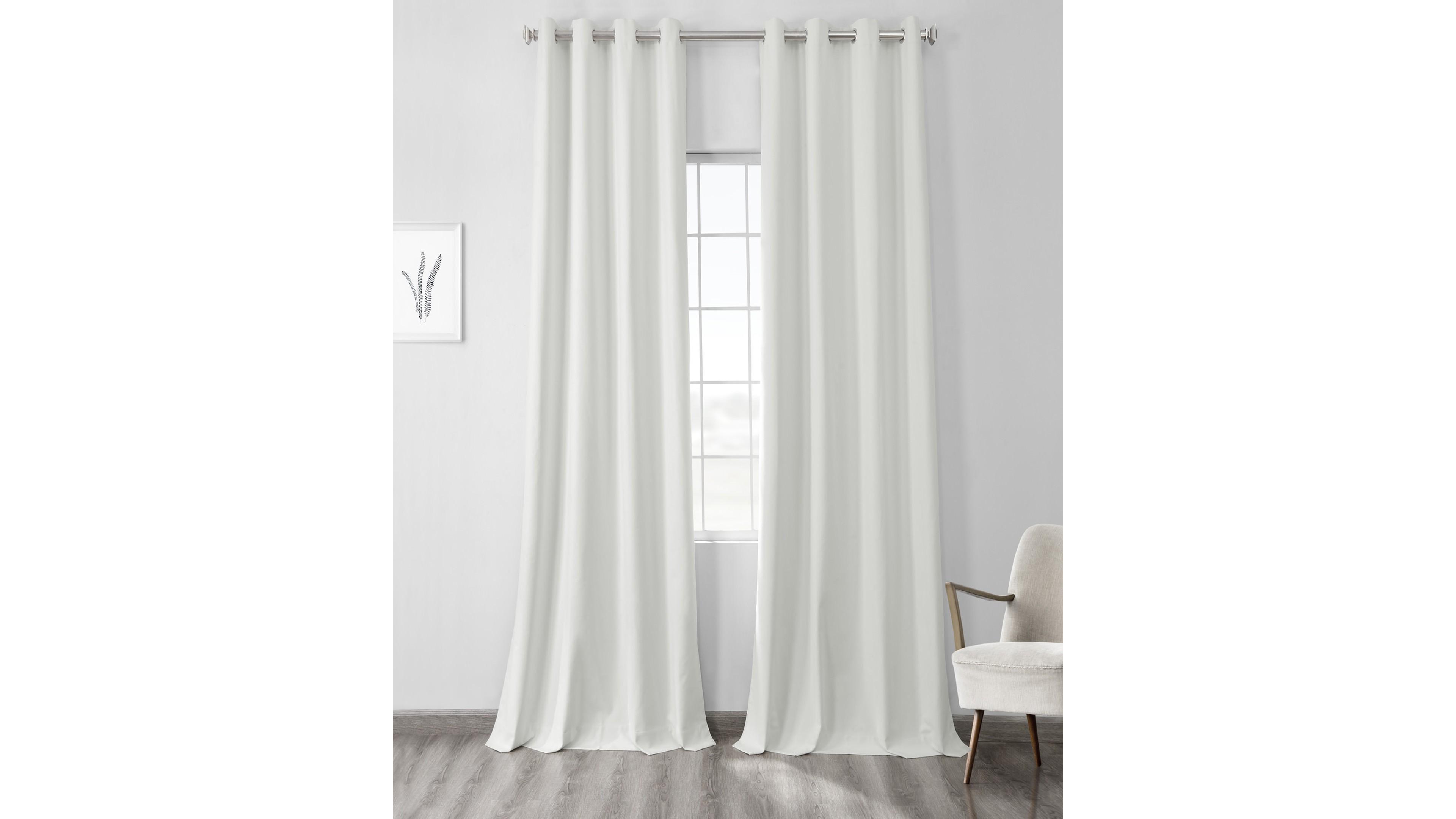 Half Price Drapes Starlight Off White Grommet Thermal Cross Linen Weave Blackout Curtain