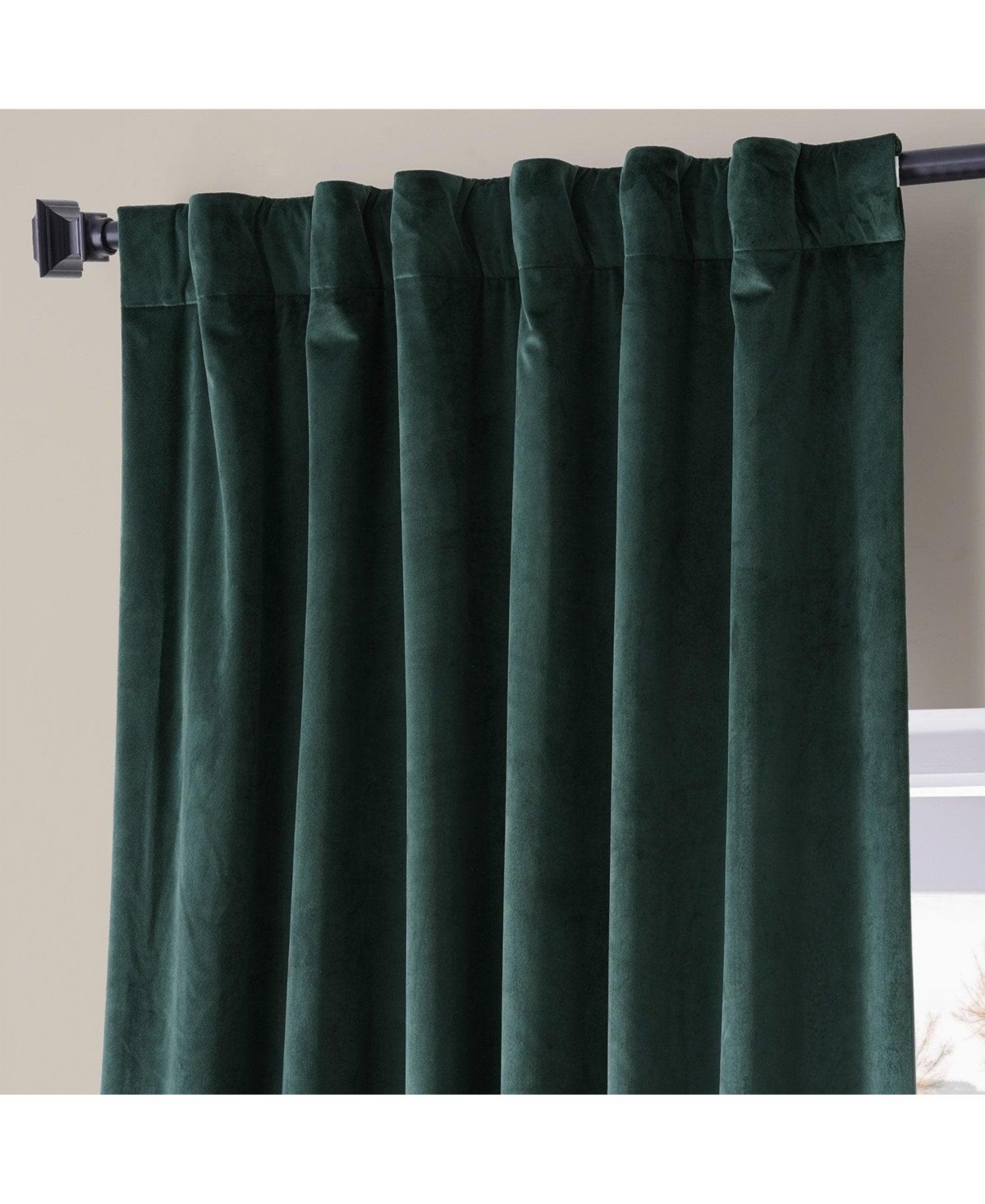 Half Price Drapes Spirit Green Signature Plush Velvet Hotel Blackout Curtain In Green