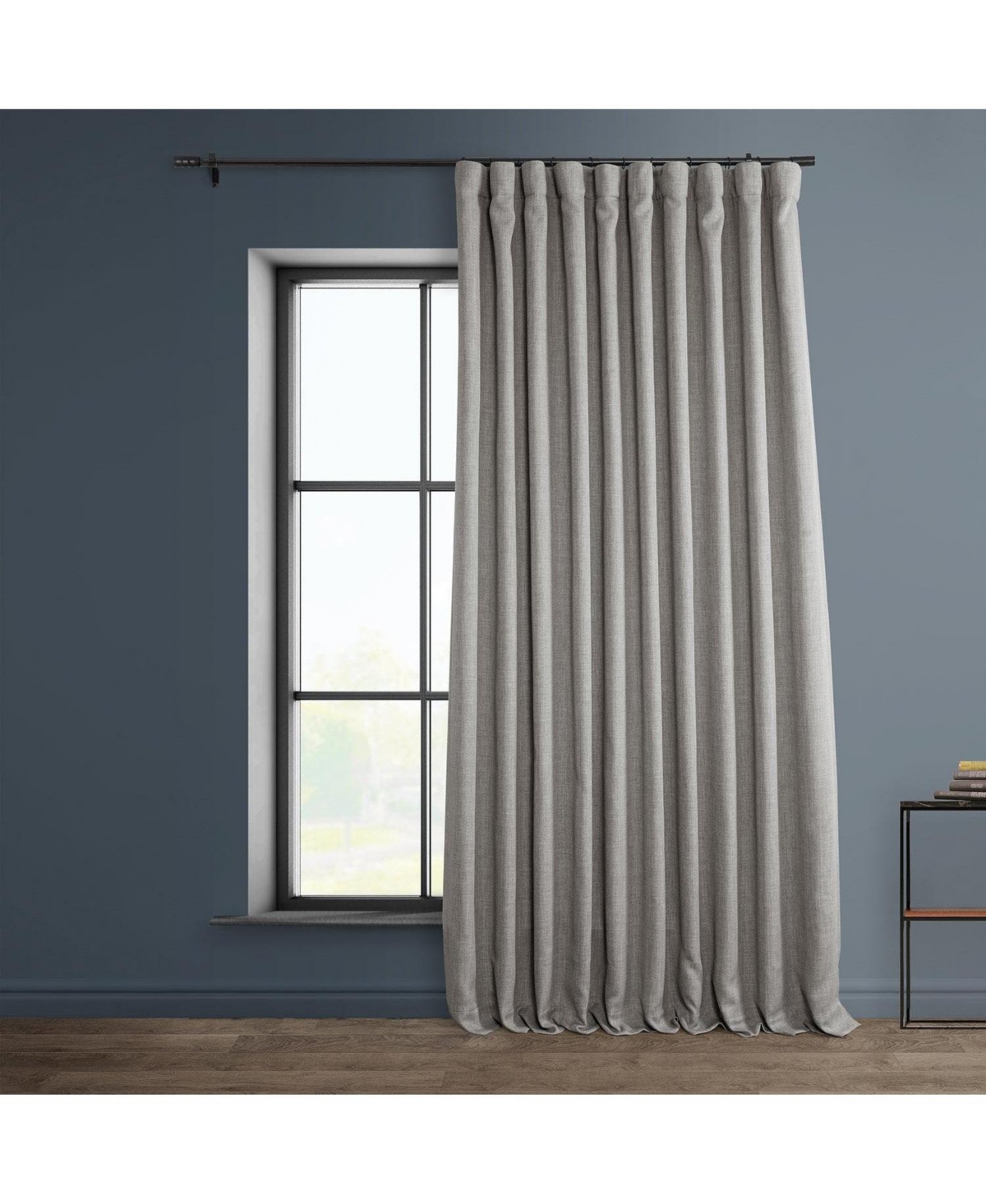 Half Price Drapes Extra Wide Textured Faux Linen Room Darkening Curtain In Brown