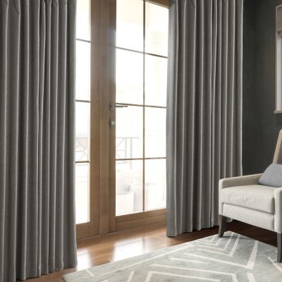 Destination Slate Faux Linen Hotel Blackout Curtain