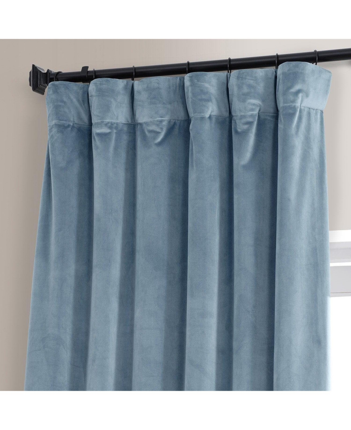 Half Price Drapes Copenhagen Blue Signature Plush Velvet Hotel Blackout Curtain In Blue