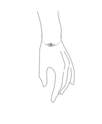 Delicate Protect Evil Eye Charm Bracelet CZ Gold Rose Plated .925 Silver