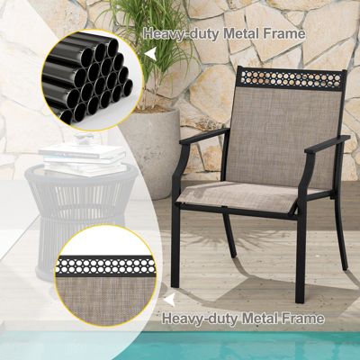 Patio Dining Chairs Set of 4 All Weather Outdoor Chairs w/ High Back & Armrests