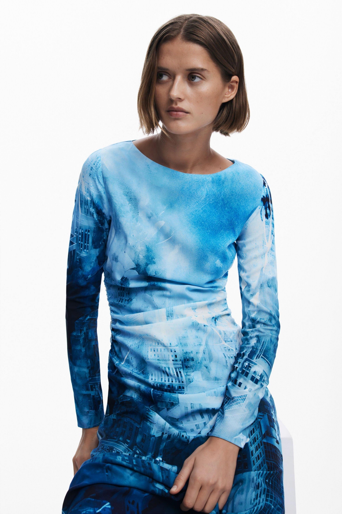 Desigual Landscape Maxi Dress In Blue