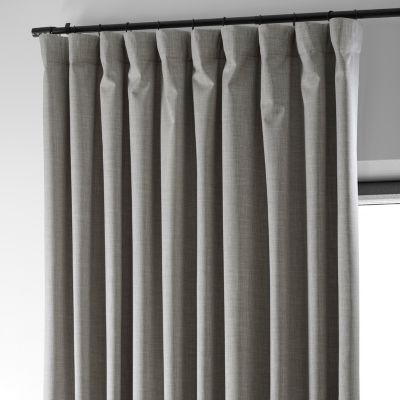 Dark Greige Extra Wide Performance Linen Hotel Blackout Curtain