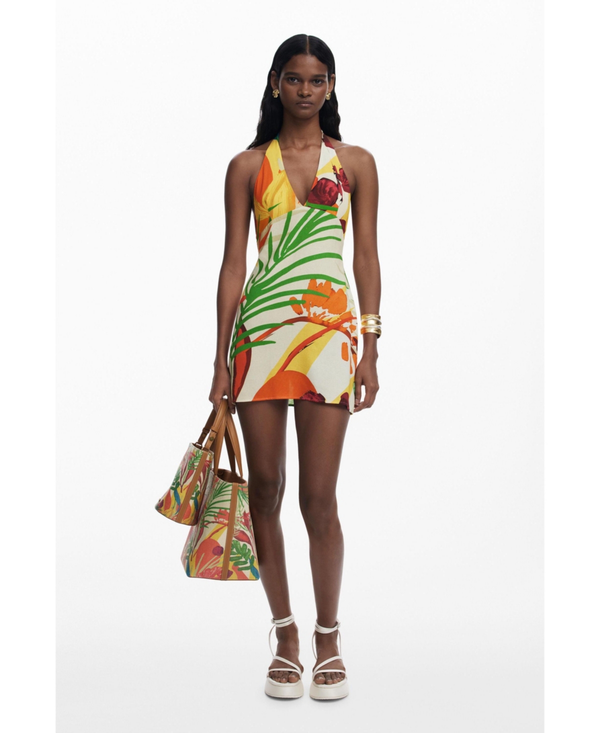 Desigual Fitted Cover-up Minidress In Light Beige