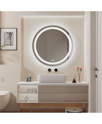 24" Round Shape Led Bathroom Mirror Anti-Fog Wall Mounted Backlit Vanity Mirror