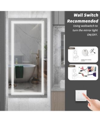 41.3 x 19.7 In Rectangular Led Backlit Illuminated Bathroom Mirror Wall Mounted Makeup Mirror