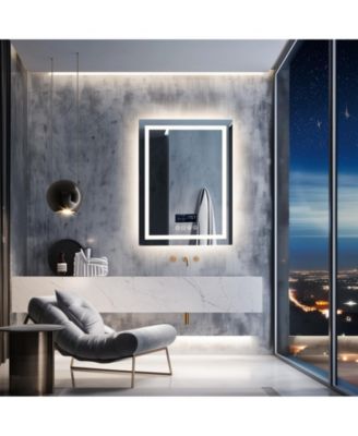 23.6 x 31.5 In Smart LED Lighted Bathroom Mirror with Bluetooth Speaker, Front-lit, Backlight