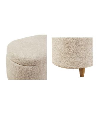 Flip Top Storage Bench in Taupe, Upholstered Storage Ottoman with Solid Wood Legs-The Pop Home