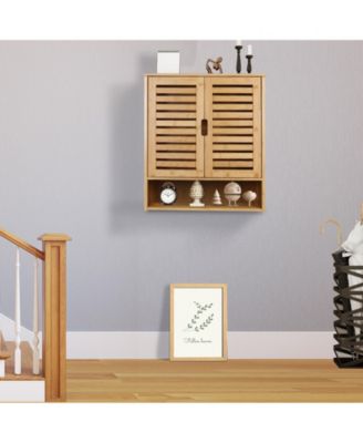 Bathroom Wall Cabinet: Bamboo Wood Kitchen Wall Mounted Medicine Cabinet with 3 Shelves