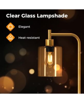 Modern Floor Lamp with Hanging Glass Shade and Foot Switch for Living Room