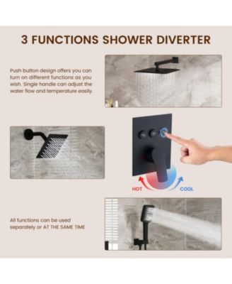 3-Function Dual Shower Head Pressure-balanced Shower System with 4 Sprays Handheld