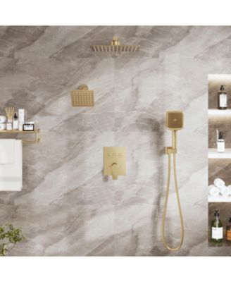 3-Function Dual Shower Head Pressure-balanced Shower System with 4 Sprays Handheld