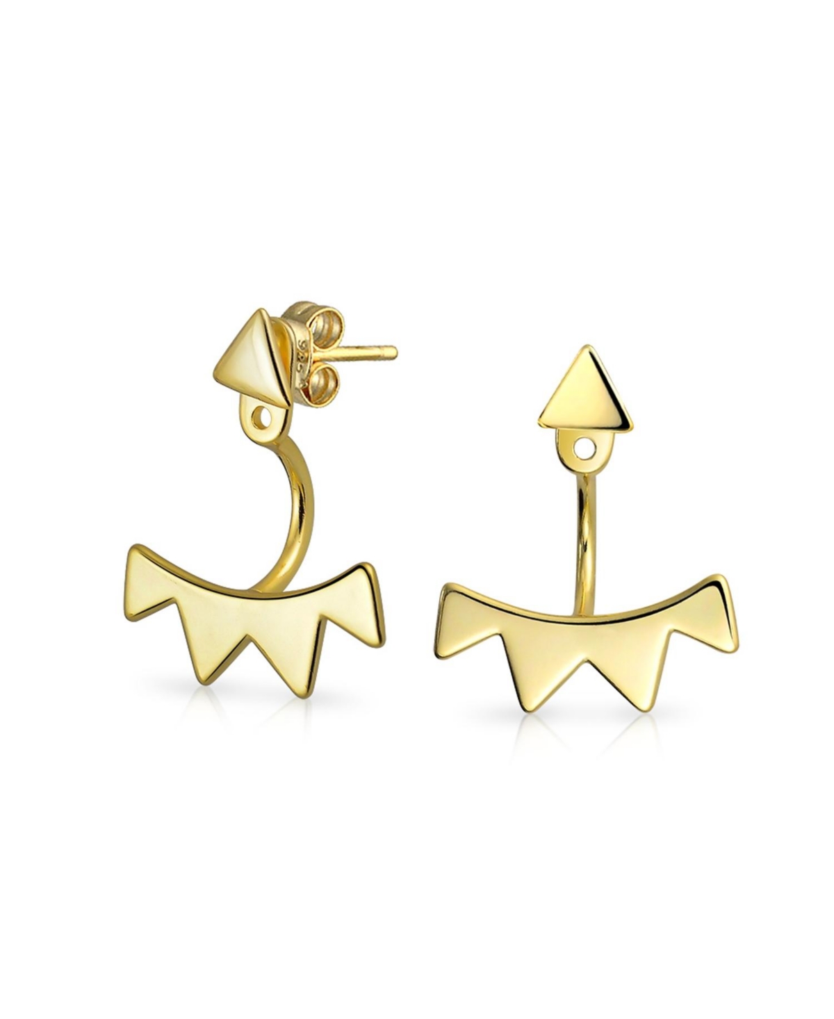 Geometric Triangle Fringe Earring Jacket 14K Gold Plated Sterling Silver - Gold tone
