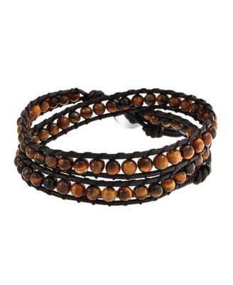 Wrap Bracelet Two Tone Multi Strand with Tiger Eye & Black Onyx Beads