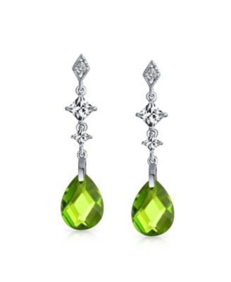 Briolette Faceted Teardrop Pear Shape Cubic Zirconia CZ Chandelier Earrings Sterling Silver
