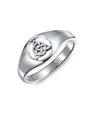 Silver Ring with Viking Celtic Infinity Knot Triquetra Signet Design