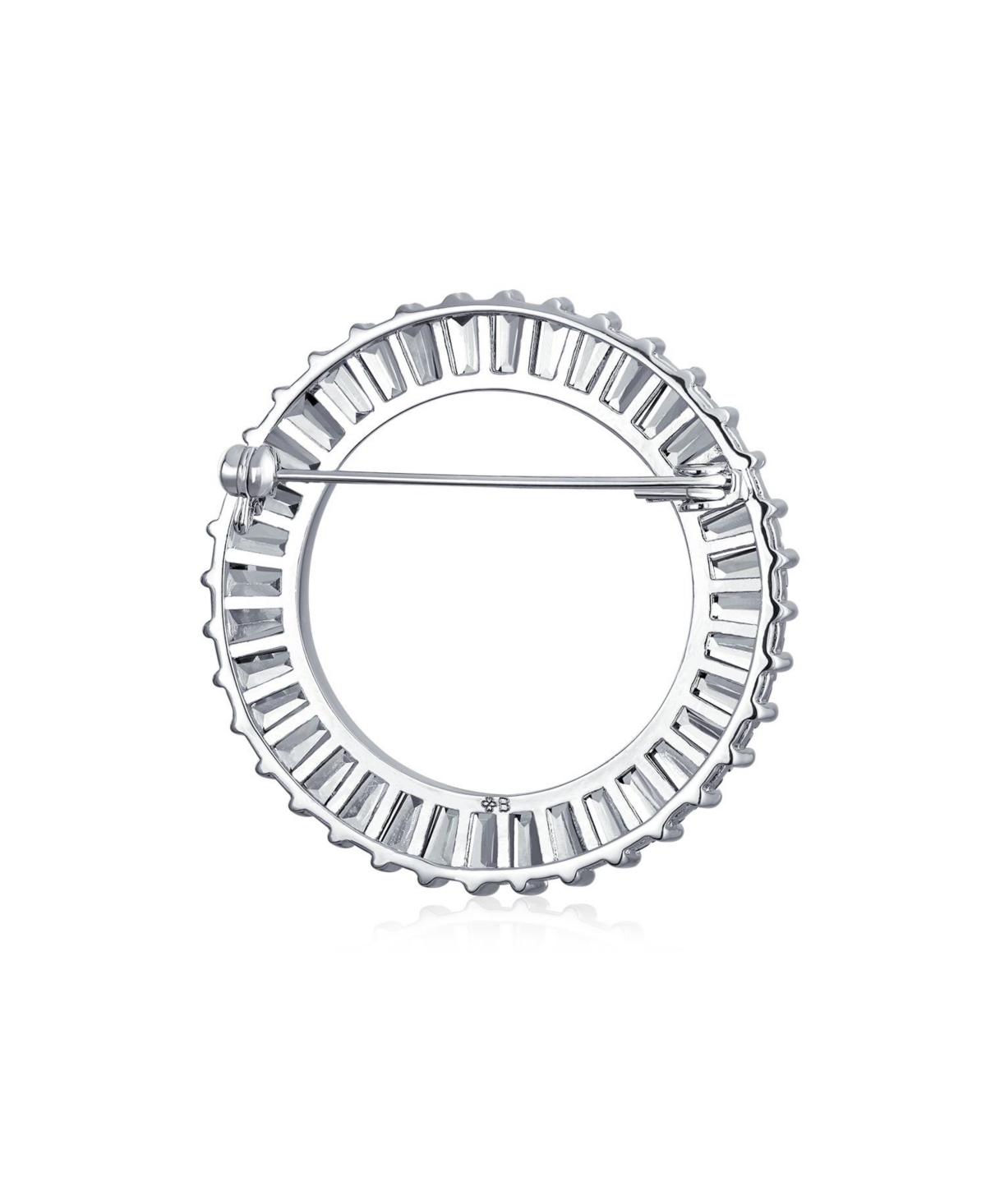 Bling Jewelry Purple Amethyst Cz Baguette Cut Eternity Circle Scarf Brooch Pin Silver Plated