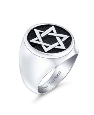 Stainless Steel Magen Judaic Star of David Signet Ring and Pendant Set