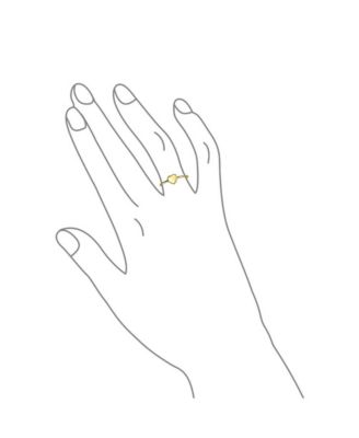 Tiny Minimalist Silver Ring with Heart Shape Initial Monogram Gold Plated Sterling
