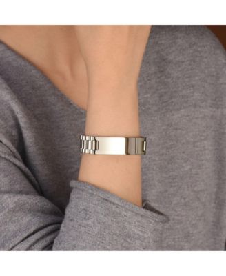 Silver Tone Stainless Steel ID Bracelet with Name Plate - 8 8.5 Inch