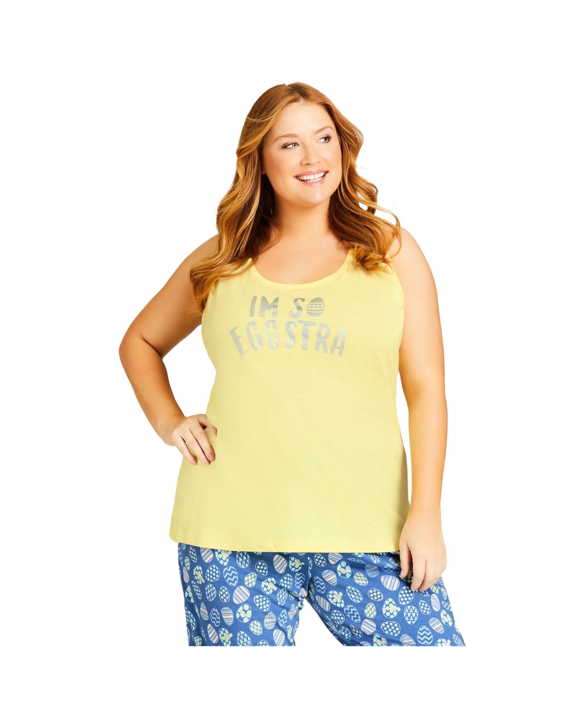 Plus Size Eggstra Sleep Tank - Eggstra print